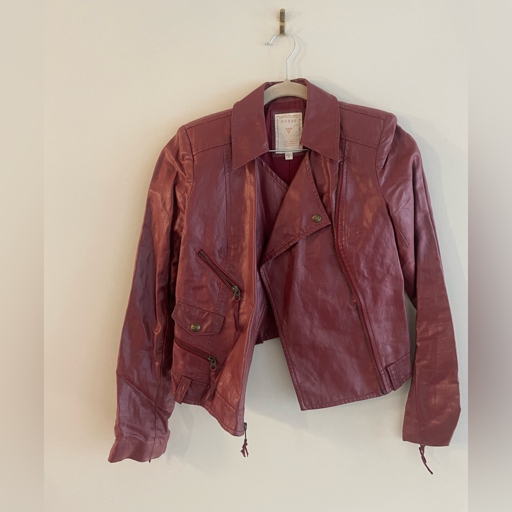 Guess - burgundy pleather jacket